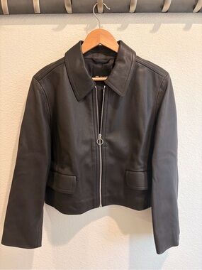 Madewell NWT Women’s Black Leather Zip-Front Jacket